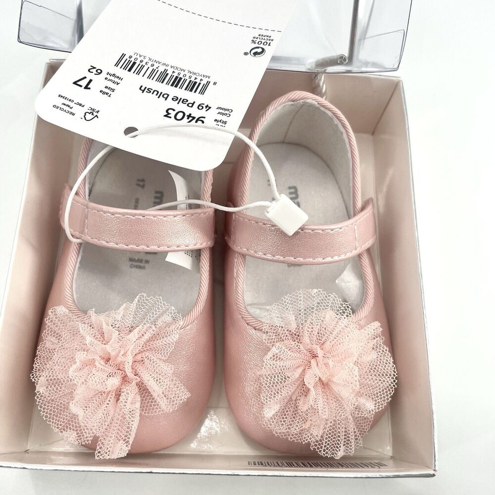 NWT Mayoral Newborn Gold Shimmer Pink Baby Girl Boutique Sneaker Shoes Size 17
